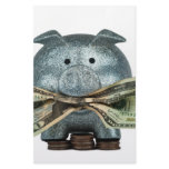 Silver Piggy Bank Eating Money Customized Stationery