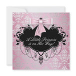 Silver Pink Black Princess Baby Girl Shower Personalized Invites