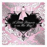 Silver Pink Black Princess Baby Girl Shower Invite