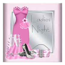 Silver Pink Champagne Pink Ladies Night Custom Invitations