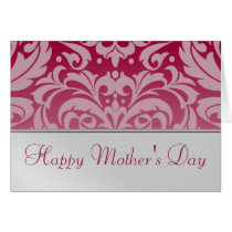 Silver & Pink Damask Mother's Day Greetings Card