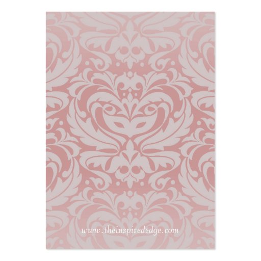 Silver & Pink Damask Table Placecard Business Card (back side)