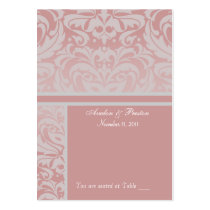 Silver & Pink Damask Table Placecard Business Card