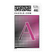 silver pink gradient A Monagram Postage stamps