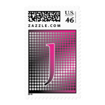 silver pink gradient J Monagram Postage stamps