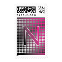 silver pink gradient N Monagram Postage stamps