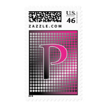 silver pink gradient P Monagram Postage stamps