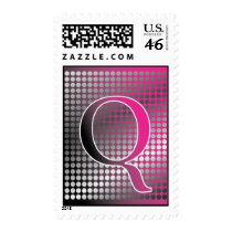 silver pink gradient Q Monagram Postage stamps