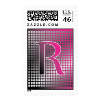 silver pink gradient R Monagram Postage stamps