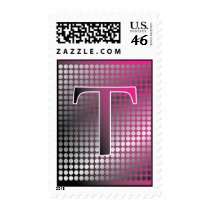 silver pink gradient T Monagram Postage stamps