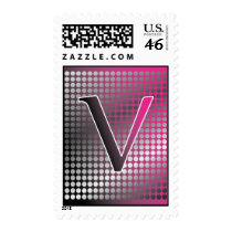 silver pink gradient V Monagram Postage stamps
