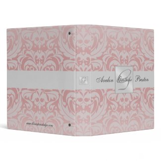 Silver & Pink Monogram Damask Wedding Binder binder