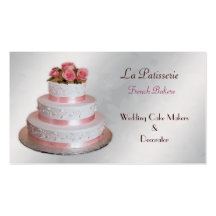 silver pink Wedding Cake makers business Cards