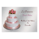 silver pink Wedding Cake makers business Cards business cards