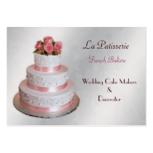 silver pink Wedding Cake makers business Cards