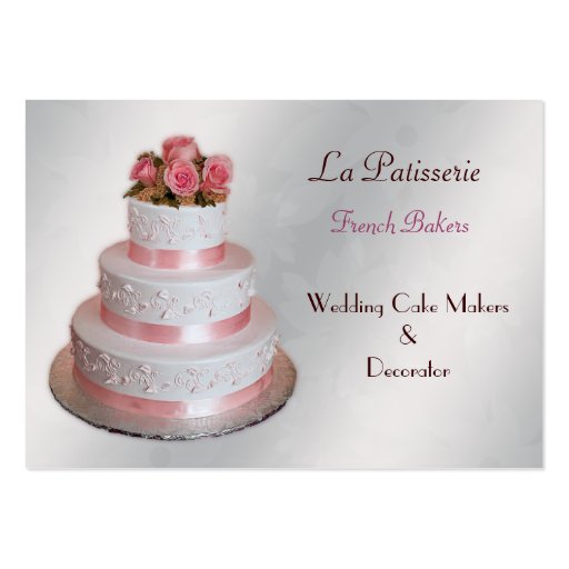 silver pink Wedding Cake makers business Cards