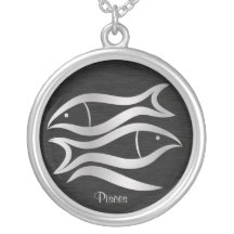Silver Pisces Zodiac Symbol Pendant