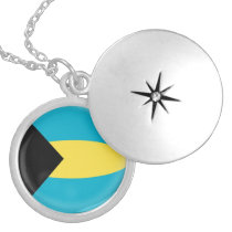 Silver plate Locket  18" chain Bahamas flag