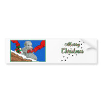 Silver Poodle Christmas or Holiday Cards bumper stickers