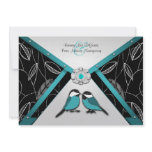 Silver & Pool Blue Love Birds Wedding Invitations