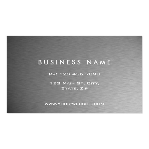 Silver Professional Metal Elegant Modern Plain Business Card Template (back side)