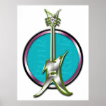 Silver Punk Star Guitar poster posters
