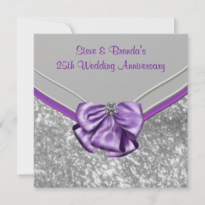 25th Wedding Anniversary Party on Silver Purple 25th Wedding Anniversary Party Invites From Zazzle Com