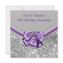 Silver Purple 25th Wedding Anniversary Party Invites