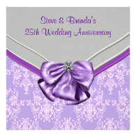 Silver Purple 25th Wedding Anniversary Party Custom Invites