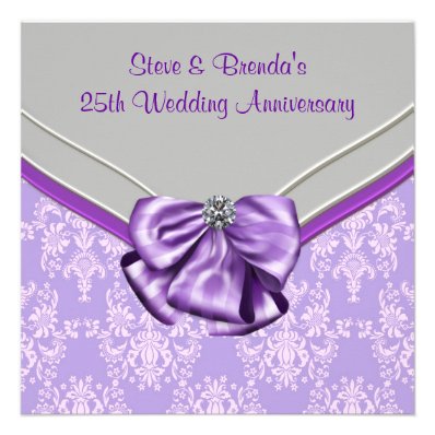 Silver Purple 25th Wedding Anniversary Party Custom Invites