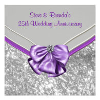 Silver Purple 25th Wedding Anniversary Party Invites