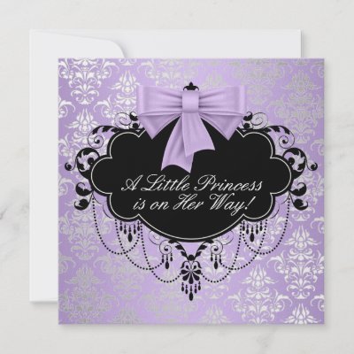 Princess Themed Baby Shower Invitations on Princess Baby Girl Shower Invitation Purple Damask Baby Shower