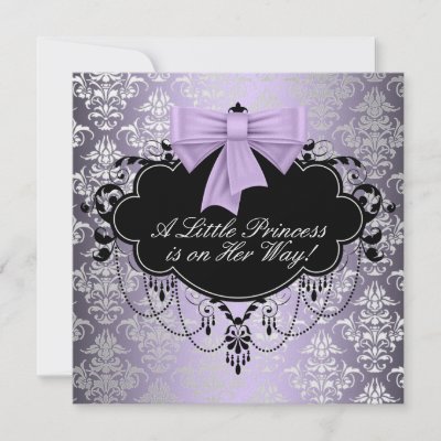 Free Printable Baby Shower Invitations Girl on Baby Girl Shower Invitation Purple Damask Baby Shower Invitations