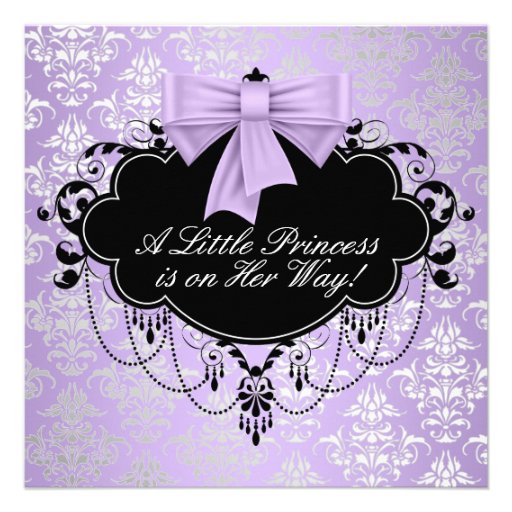 Silver Purple Black Princess Baby Girl Shower Custom Invitation