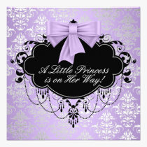 Silver Purple Black Princess Baby Girl Shower invitations