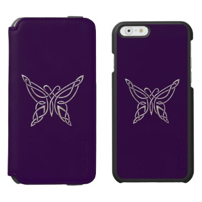 Silver Purple Celtic Butterfly Curling Knots iPhone 6/6S Wallet Case