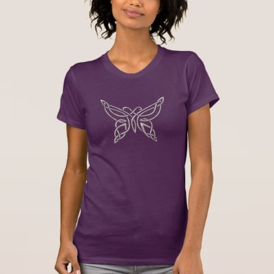 Silver Purple Celtic Butterfly Curling Knots Tee Shirt