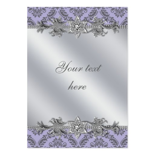 Silver Purple Damask Business Card Template