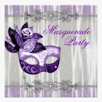 Silver Purple Sparkles Purple Masquerade Party invitations