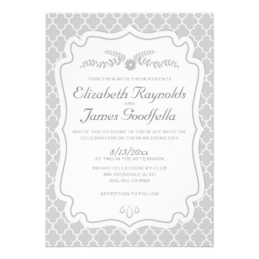 Silver Quatrefoil Wedding Invitations