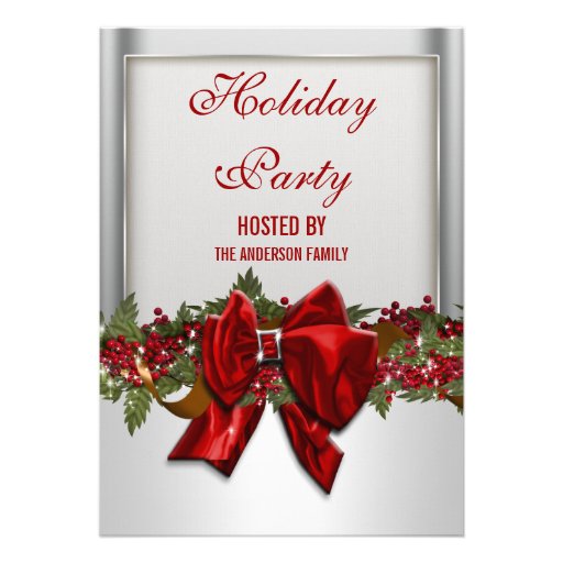 Silver red Christmas party PERSONALIZE Invites
