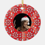 Silver Red Christmas Photo Ornament
