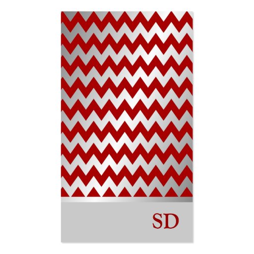 Silver Red Gradient Zigzag Chevron Pattern Business Cards (front side)