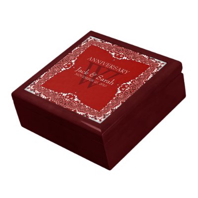 Silver+Red Lace Wedding Anniversary Gift Box