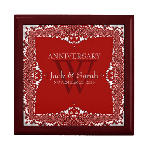 Silver+Red Lace Wedding Anniversary Gift Box Zazzle