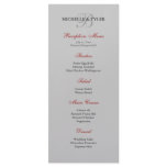 Silver & Red Monogram Reception Menu rack cards