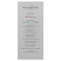 Silver & Red Monogram Wedding Program Rack Card