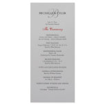 Silver &amp; Red Monogram Wedding Program Rack Card
