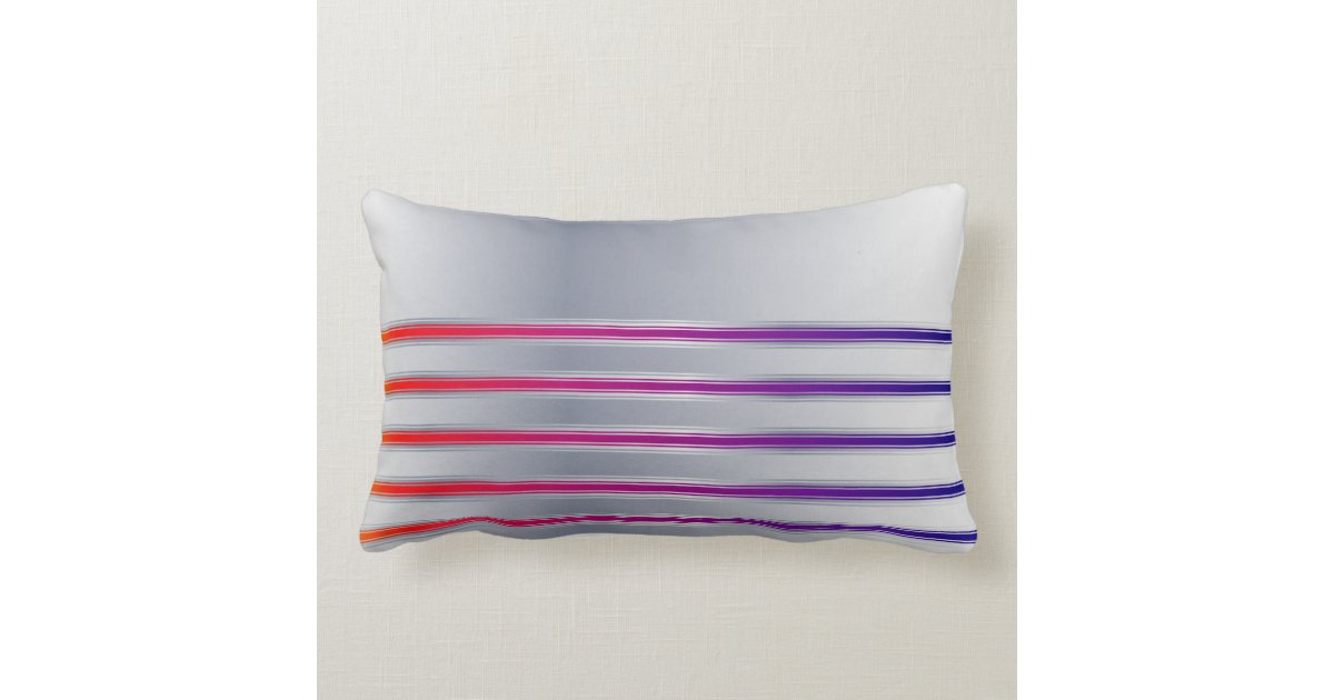 Silver Red Purple Stripes Lumbar & Throw Pillows Zazzle