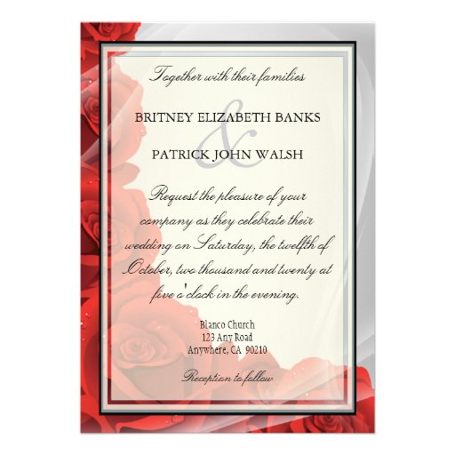 Silver & Red Rose Wedding Invitations